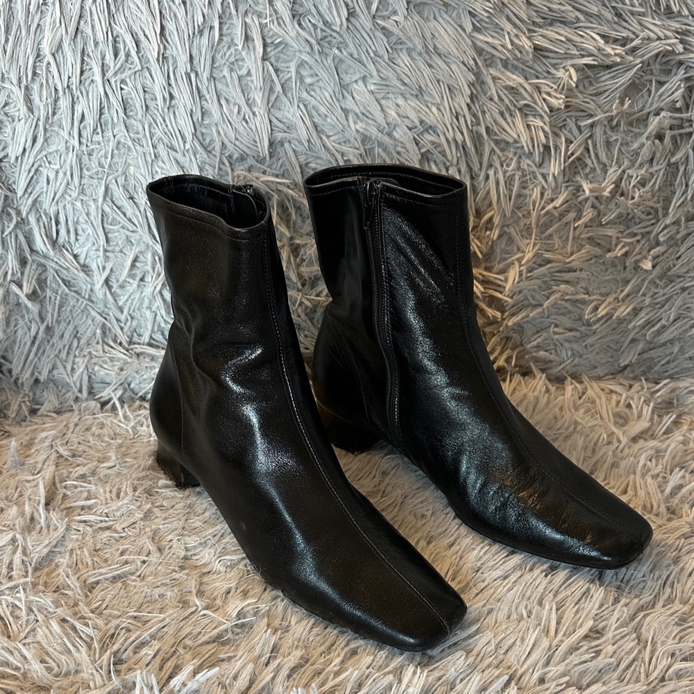 Mango Black Ankle Boots Booties EU 39 US 8 - Picture 2 of 6